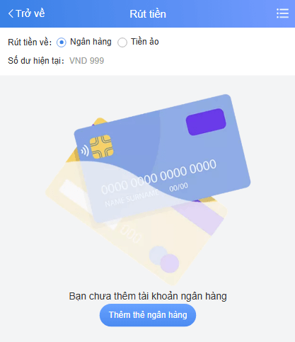 Hướng dẫn rút tiền VZ99 về tài khoản phút chốc 10 Bổ sung thêm thông tin rút tiền VZ99